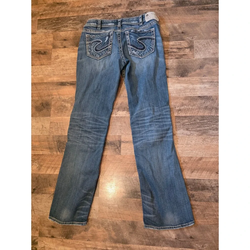 Silver Jeans Co Suki‎ Mid Bootcut Jeans Womens 30 Distressed Medium Wash Denim